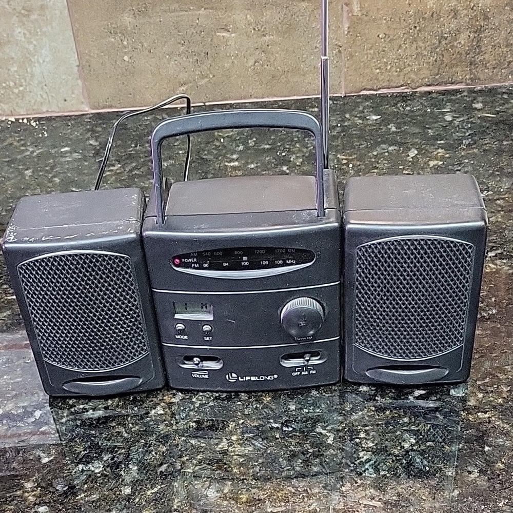 Vintage Black Portable Radio with Speakers